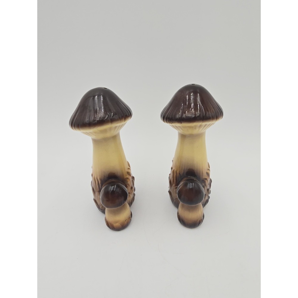 2 Sets Ceramic Vintage Mushroom Salt and Pepper Shakers 1 Mismatched Brown Green - Picture 3 of 14